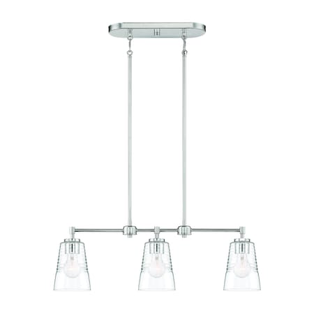 Designers Fountain Ingo 60 Watt 3 Light Polished Nickel Pendant with Clear Ribbed Glass Shade D230M-IS-PN